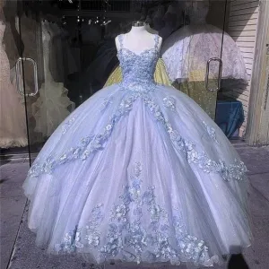 A-Line Blue Ball Gown Prom Dresses Formal Evening Gowns      S1072