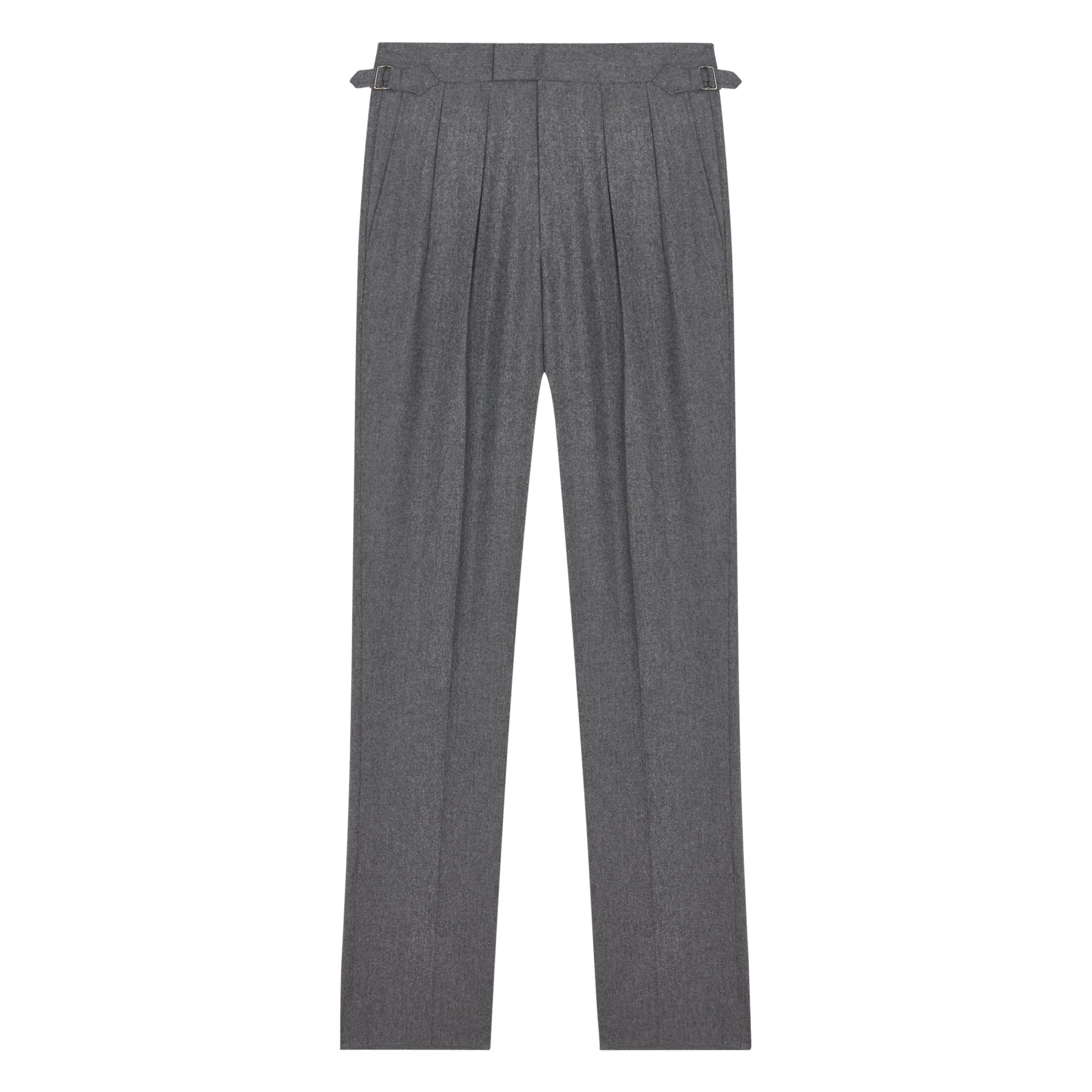 Aleks Mid Grey Wool Flannel Trousers