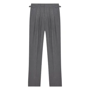 Aleks Mid Grey Wool Flannel Trousers