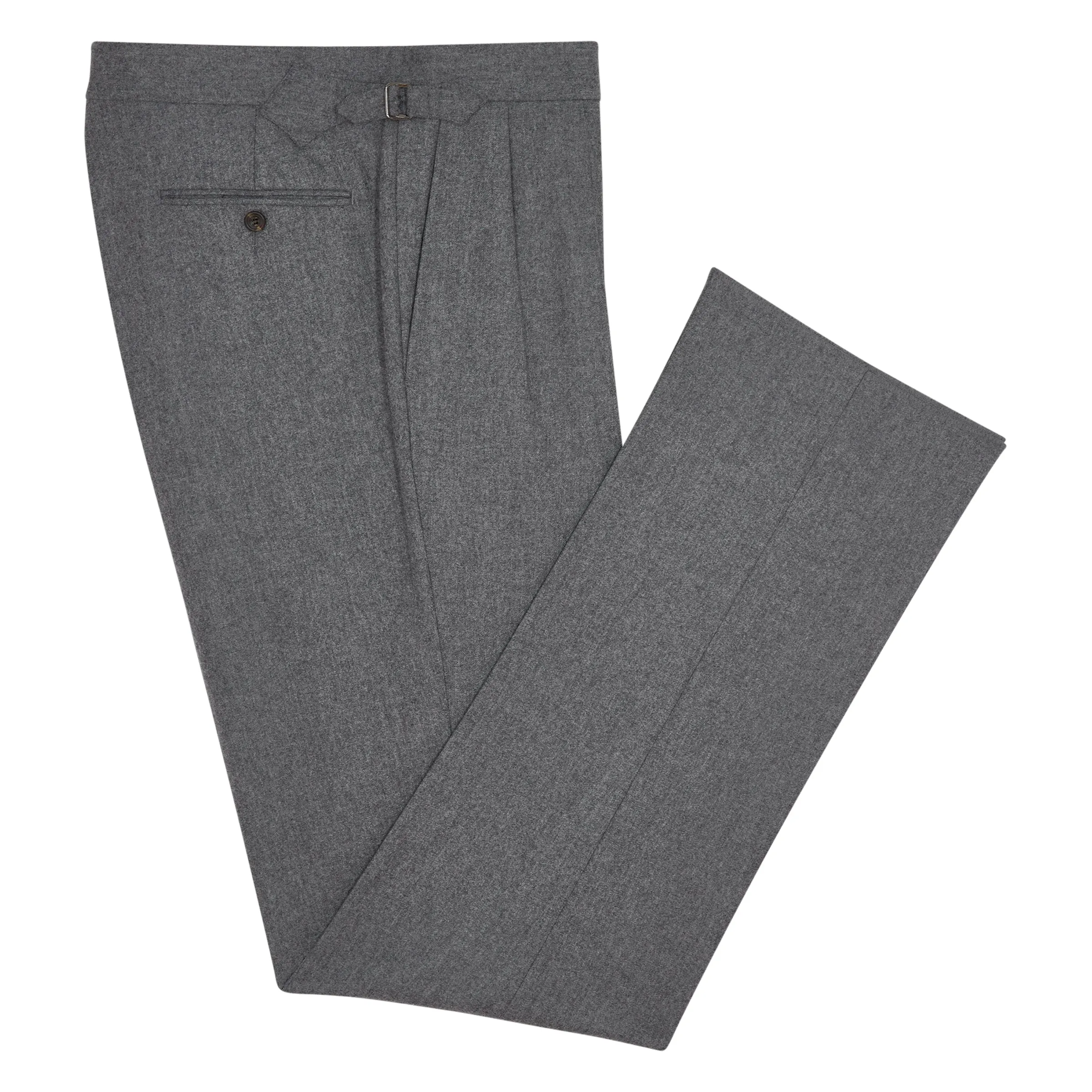 Aleks Mid Grey Wool Flannel Trousers