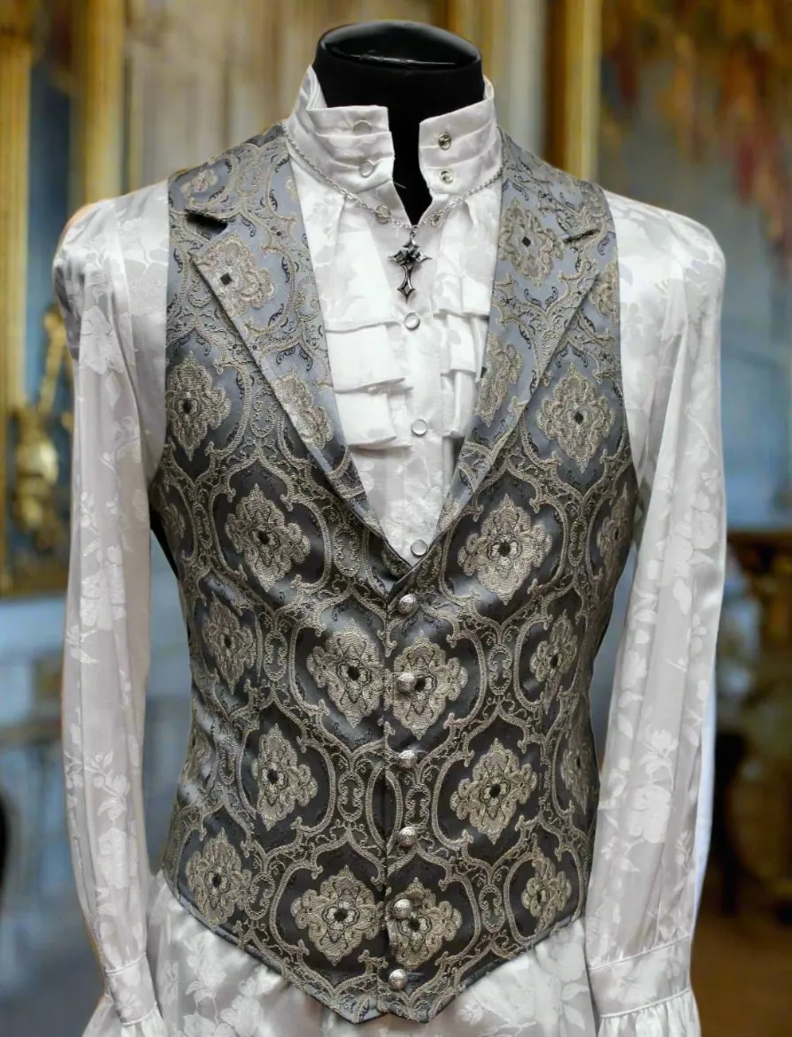 ARISTOCRAT VEST - Edwardian Brocade - Blue