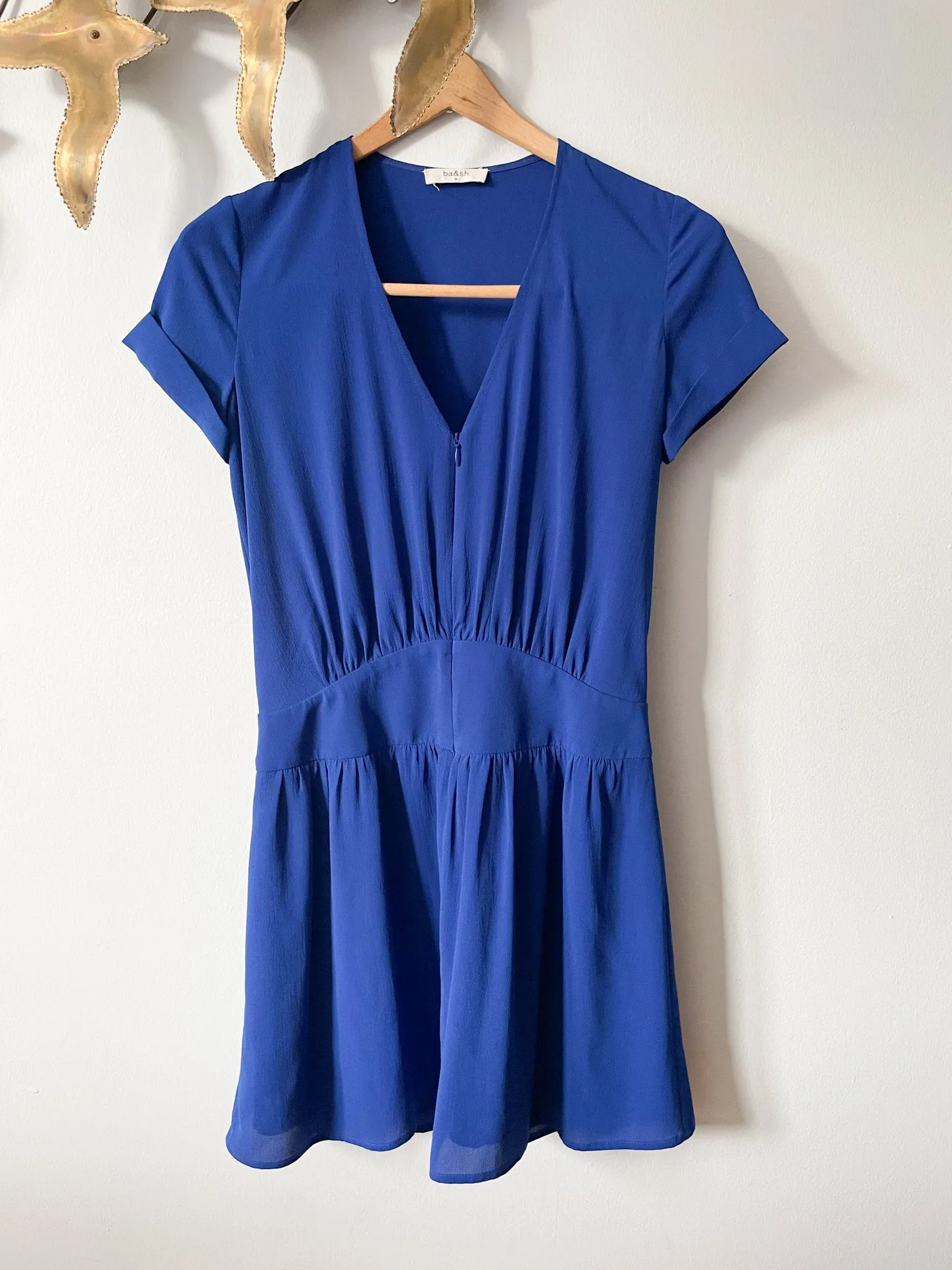 ba&sh Royal Blue V-Neck Mini Dress - Size 0