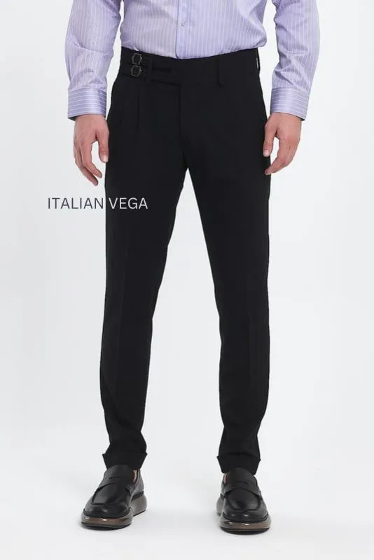 Black Double Buckle Formal Gurkha Pants by ITALIAN VEGA®