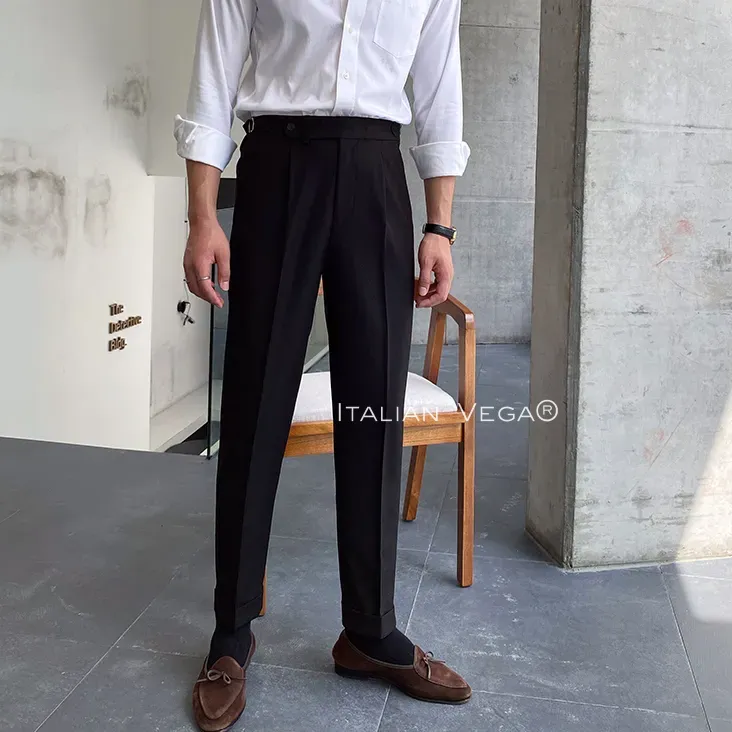 Black Italian Elegant Formal Gurkha Pants by ITALIAN VEGA®