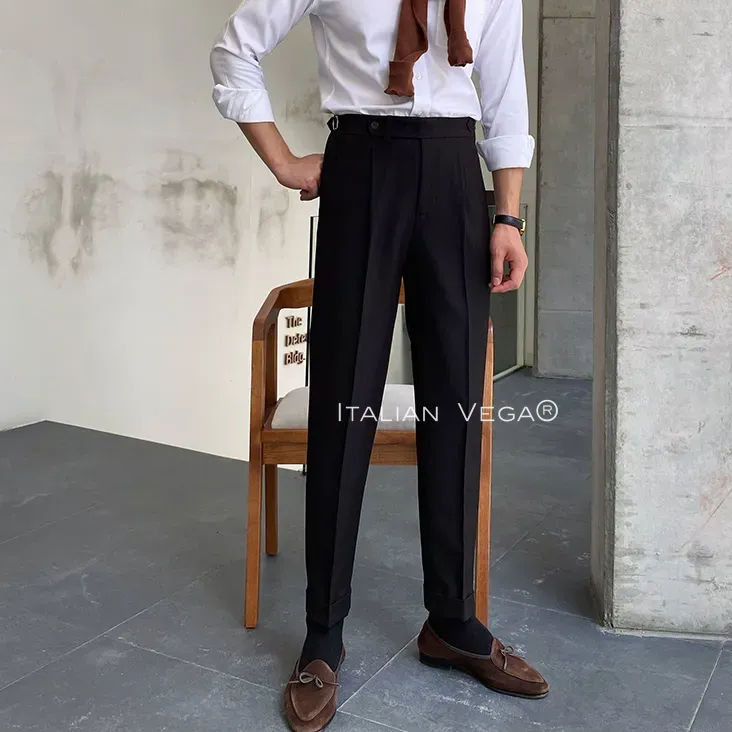 Black Italian Elegant Formal Gurkha Pants by ITALIAN VEGA®