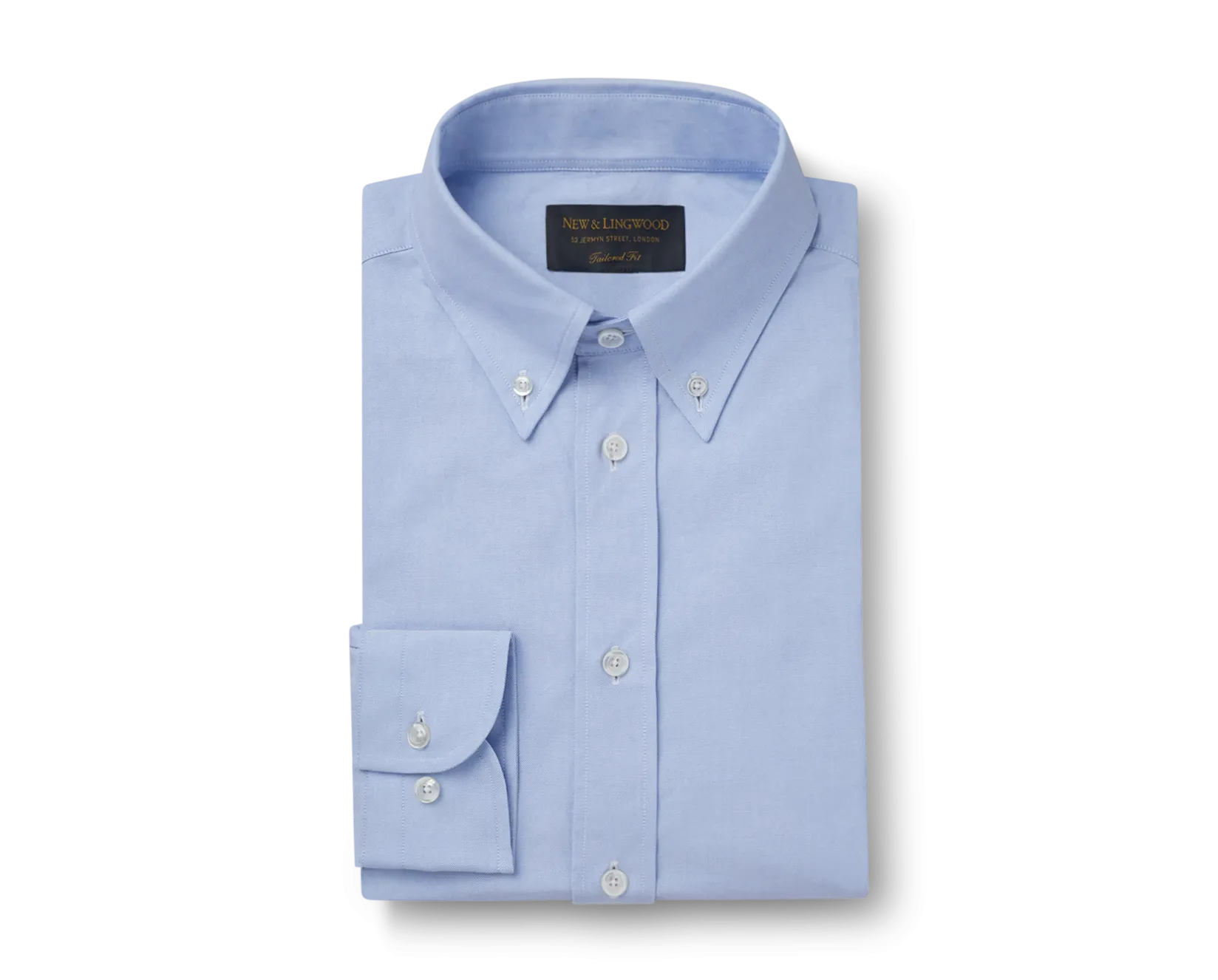 Blue Button Down Collar Tailored Fit Oxford Cotton Shirt