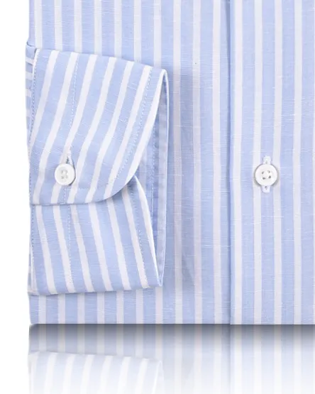 Brembana Sky Blue Slub Awaning stripes Shirt