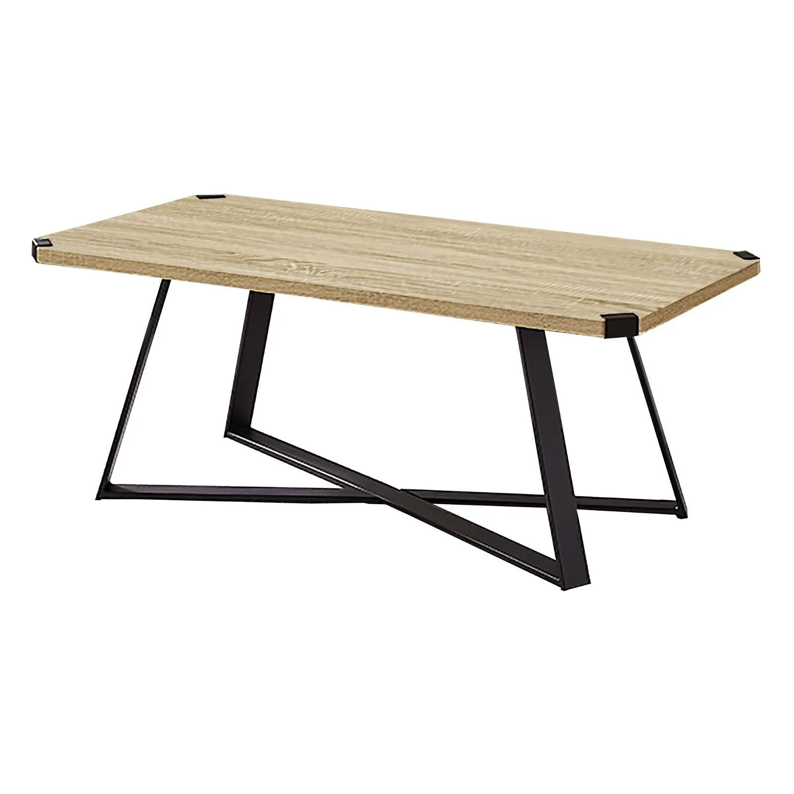 Capri Coffee Table 1100mm Black Metal Leg and Metal Highlights Oak by Criterion™