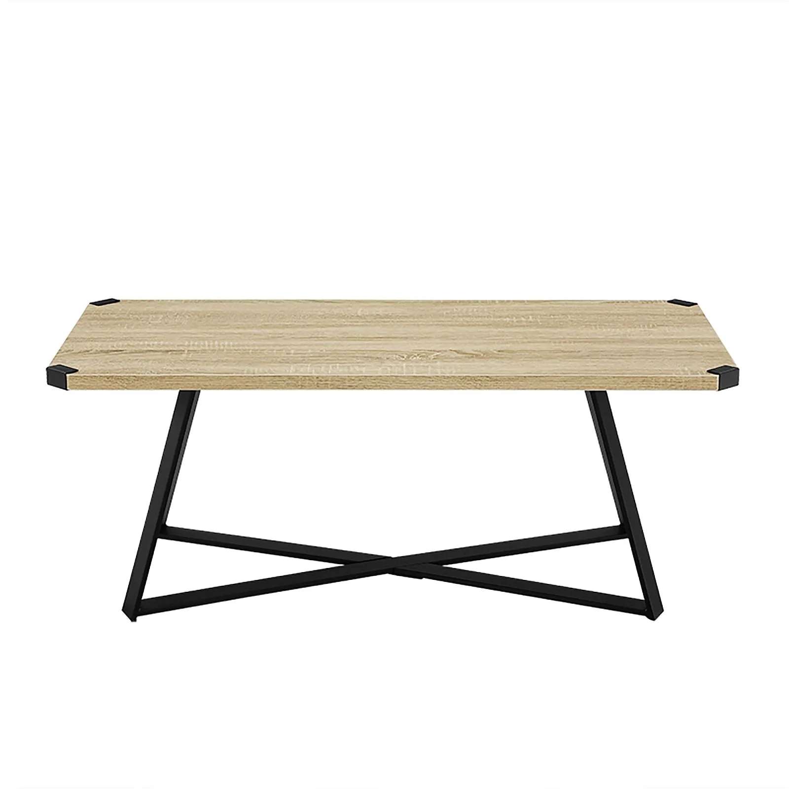 Capri Coffee Table 1100mm Black Metal Leg and Metal Highlights Oak by Criterion™