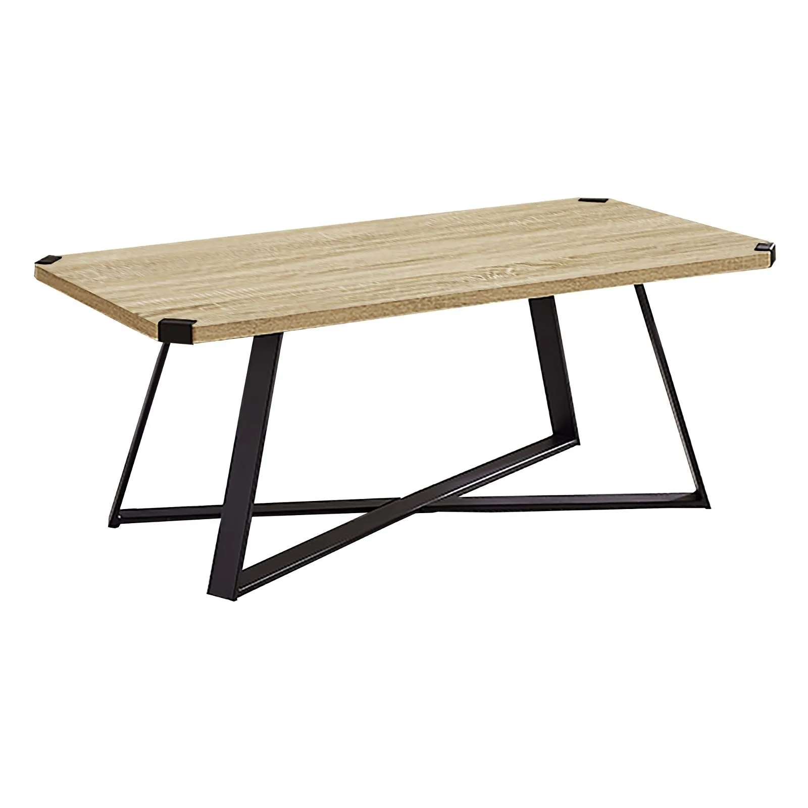 Capri Coffee Table 1100mm Black Metal Leg and Metal Highlights Oak by Criterion™