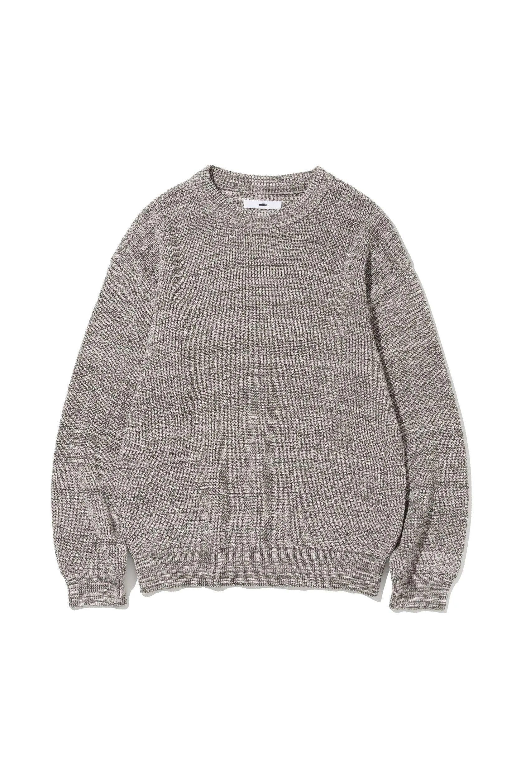 Cement Beige Mixed Crewneck Knit