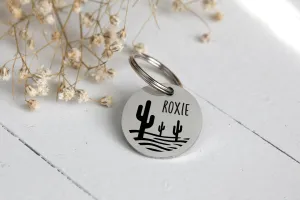 Desert Cactus Stainless Steel Pet ID Tag