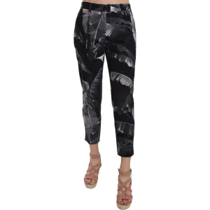 Dolce & Gabbana Elegant Black Banana Leaf Print Capri Pants