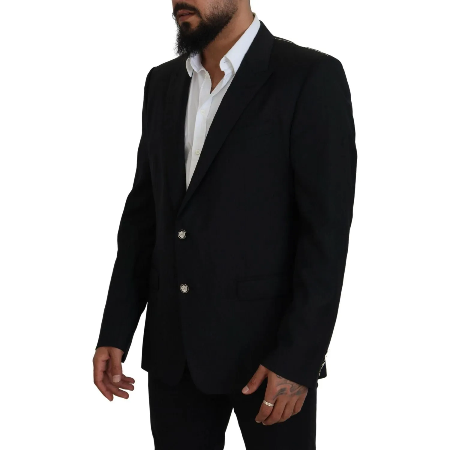 Dolce & Gabbana Elegant Black Martini Wool Blazer