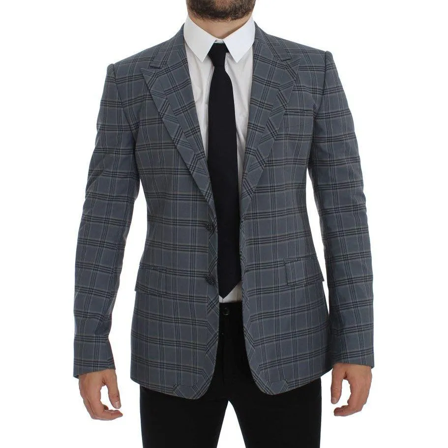 Dolce & Gabbana Elegant Blue Checkered Slim Fit Blazer