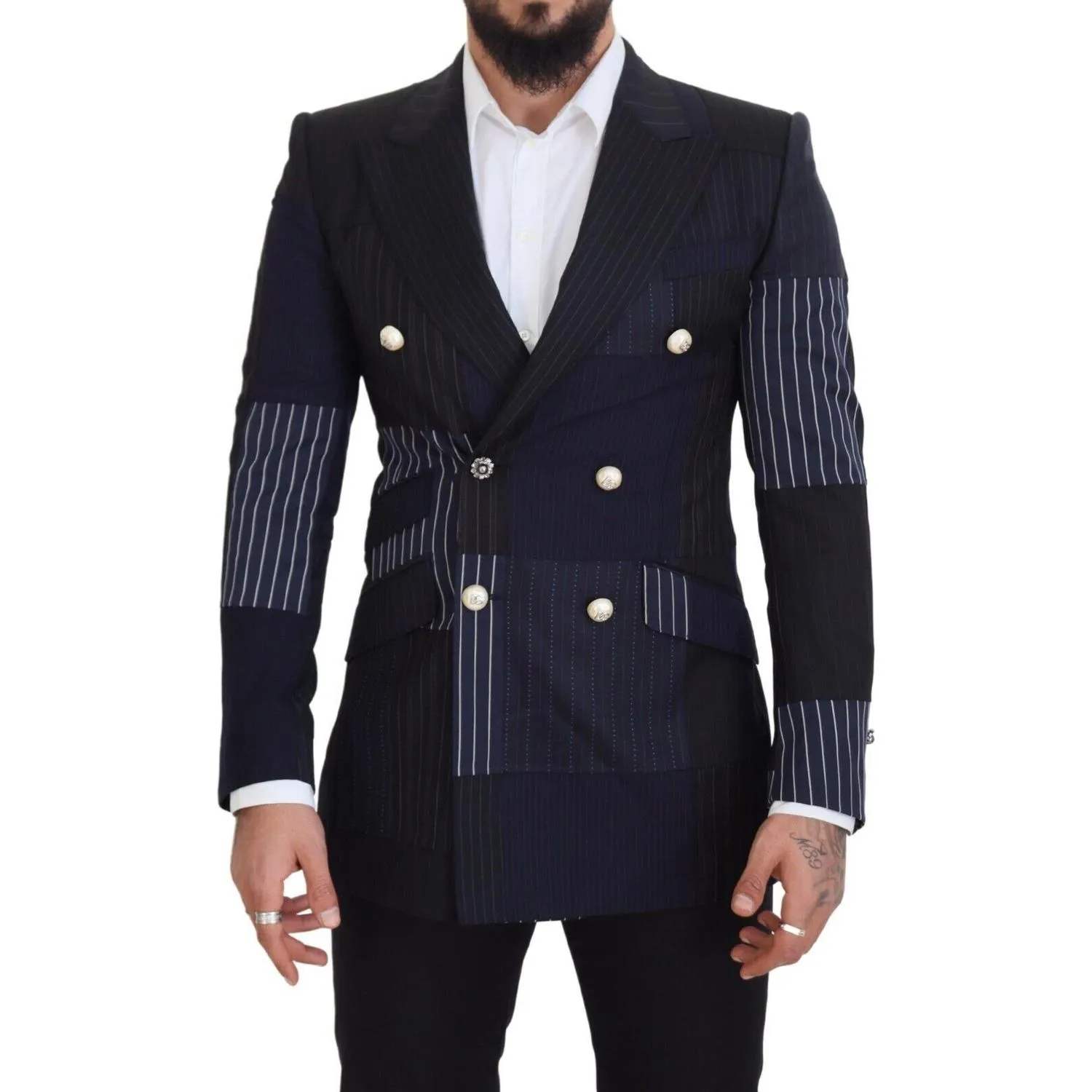 Dolce & Gabbana Elegant Navy Double Breasted Wool Blazer