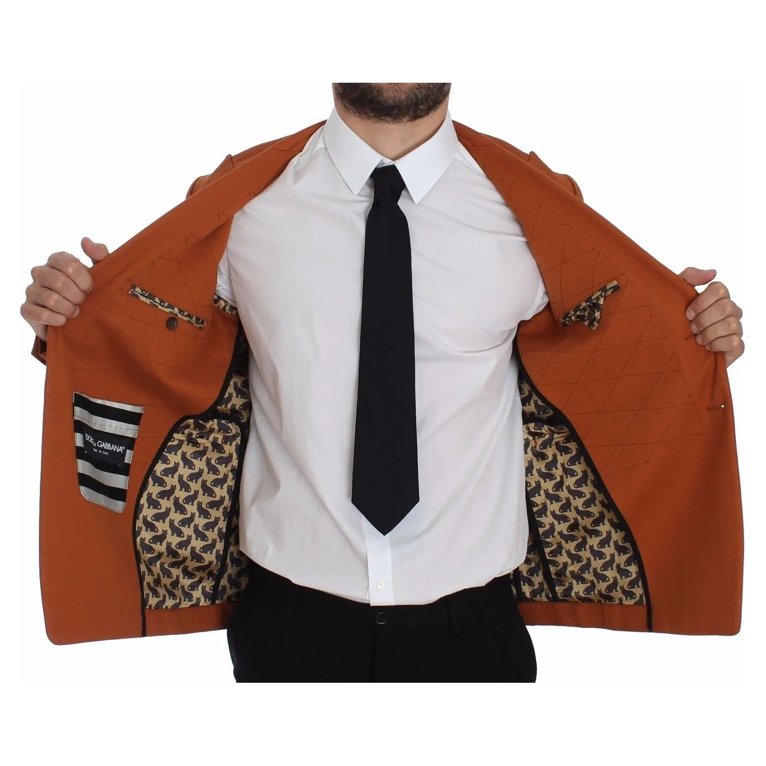 Stylish Dolce & Gabbana Orange Casual Cotton Blend Blazer