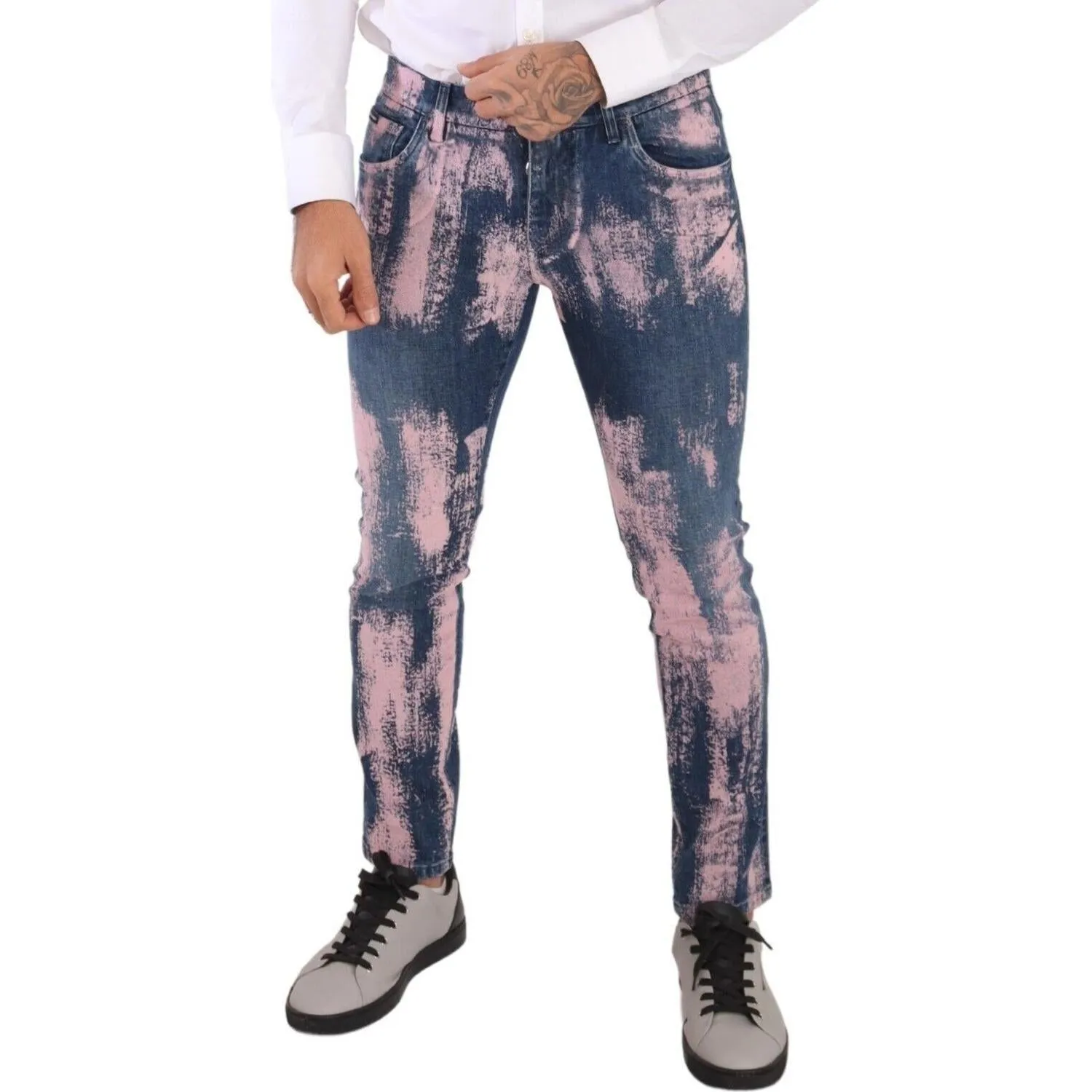 Dolce & Gabbana Elegant Skinny Slim Fit Denim Jeans in Tie Dye