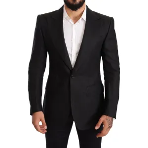 Dolce & Gabbana Elegant Slim Fit Black Linen Blazer