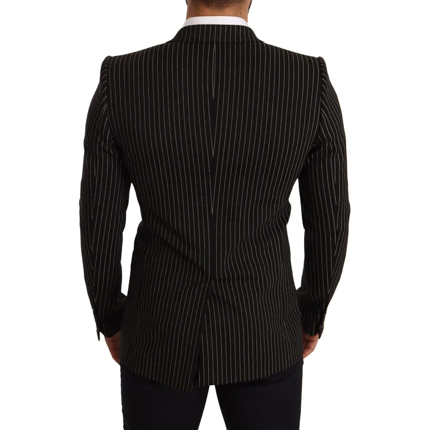 Dolce & Gabbana Elegant Striped Wool Blazer with Silk Lining