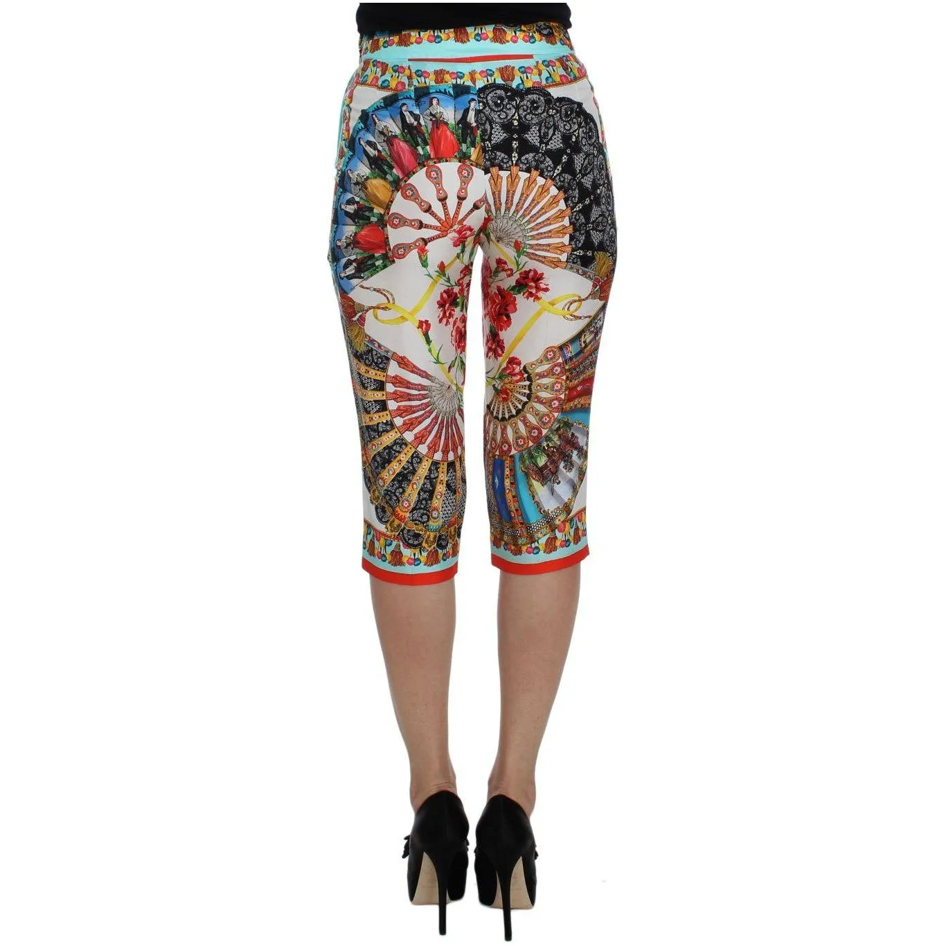 Dolce & Gabbana Multicolor Majolica Silk Capri Pants