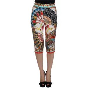 Dolce & Gabbana Multicolor Majolica Silk Capri Pants