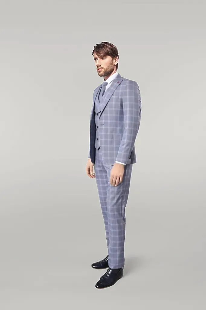 Double Breasted 3 Pieces Blue Suit | Wessi