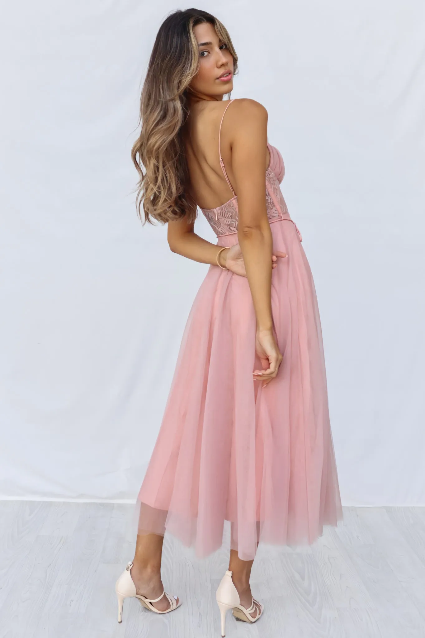 Ellen Tulle Midi Dress - Blush Pink