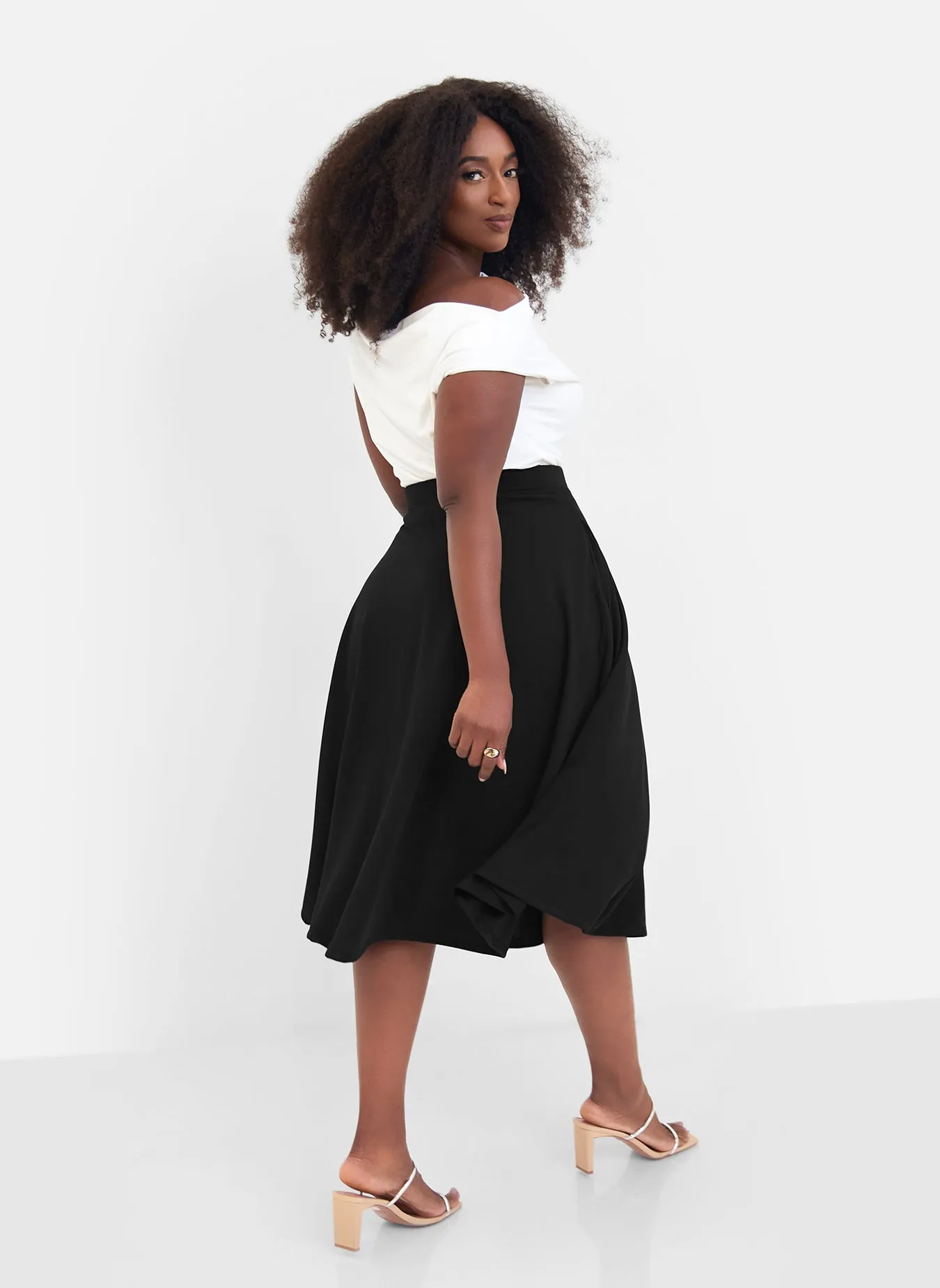 Essential Crepe Midi Skater Skirt