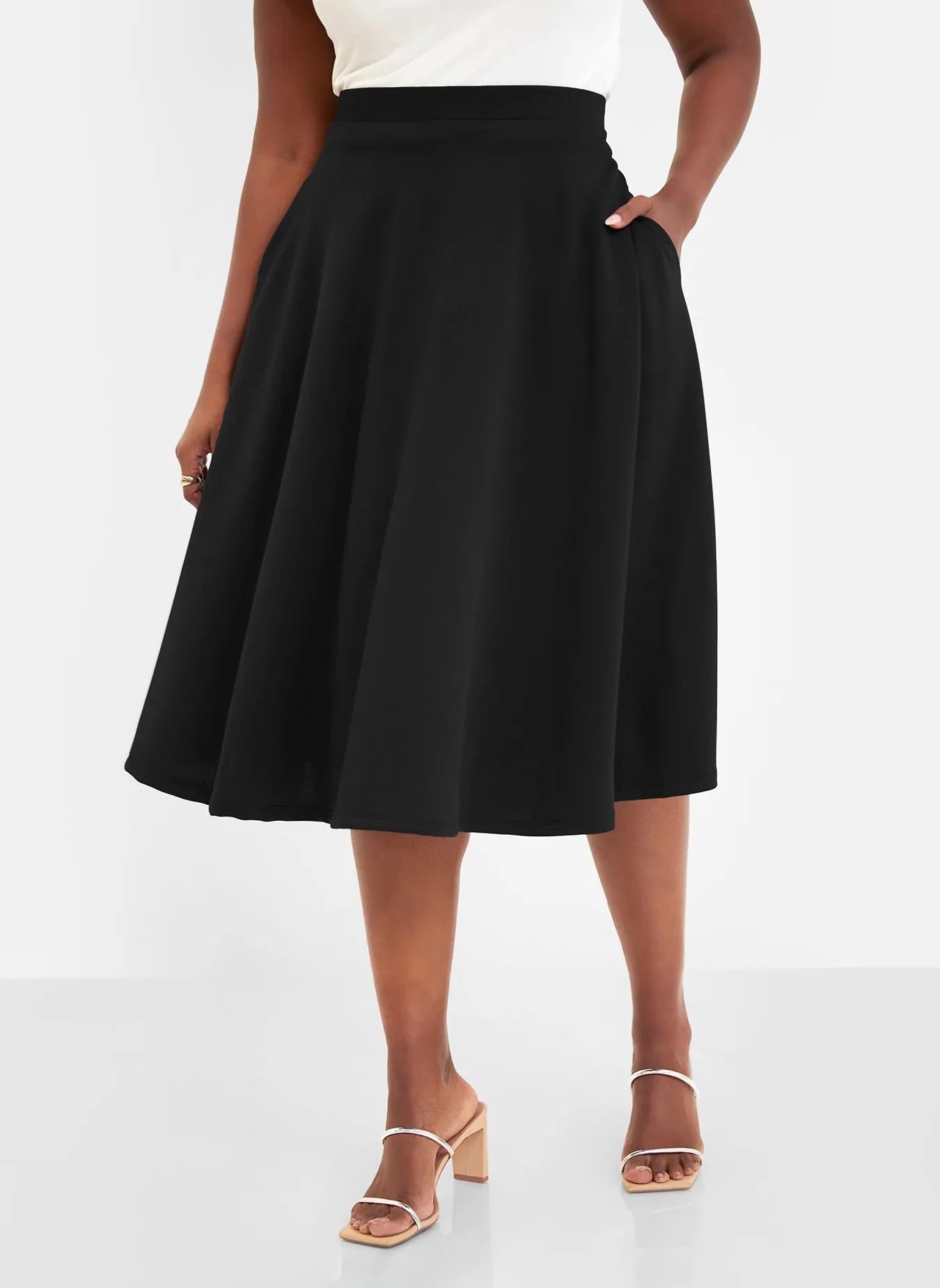 Essential Crepe Midi Skater Skirt