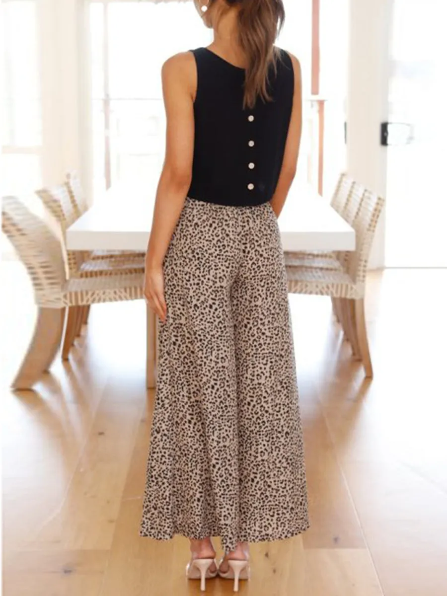 Fashion Casual Leopard Print Two-piece Suit