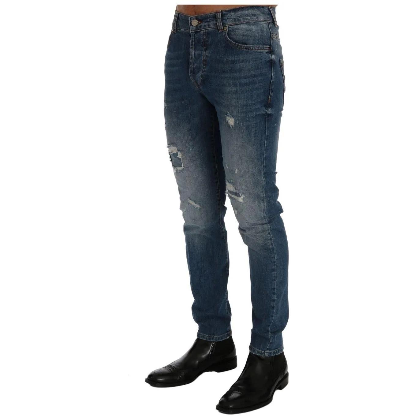 Frankie Morello Svelte Italian Denim - Slim Fit Blue Jeans