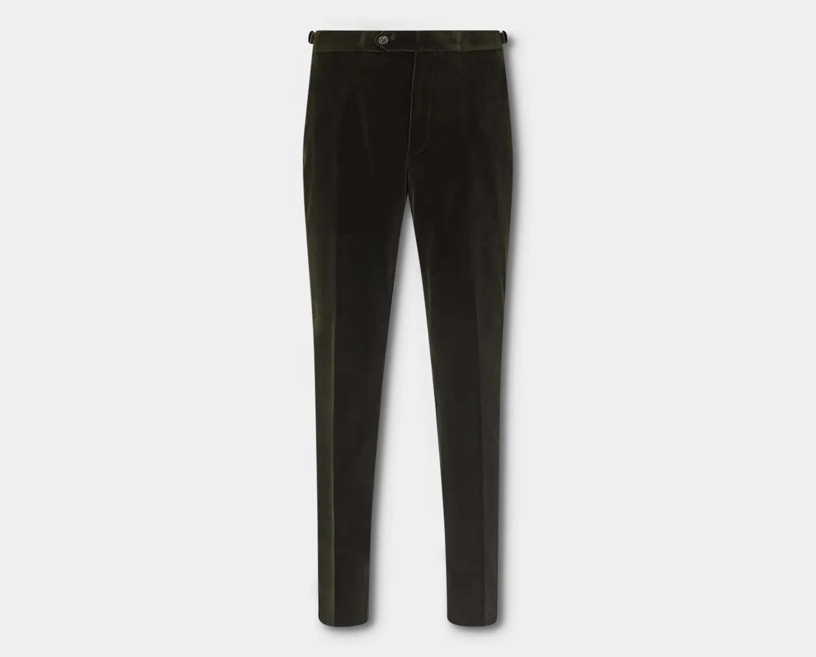 Green Flat Front Velvet Trousers