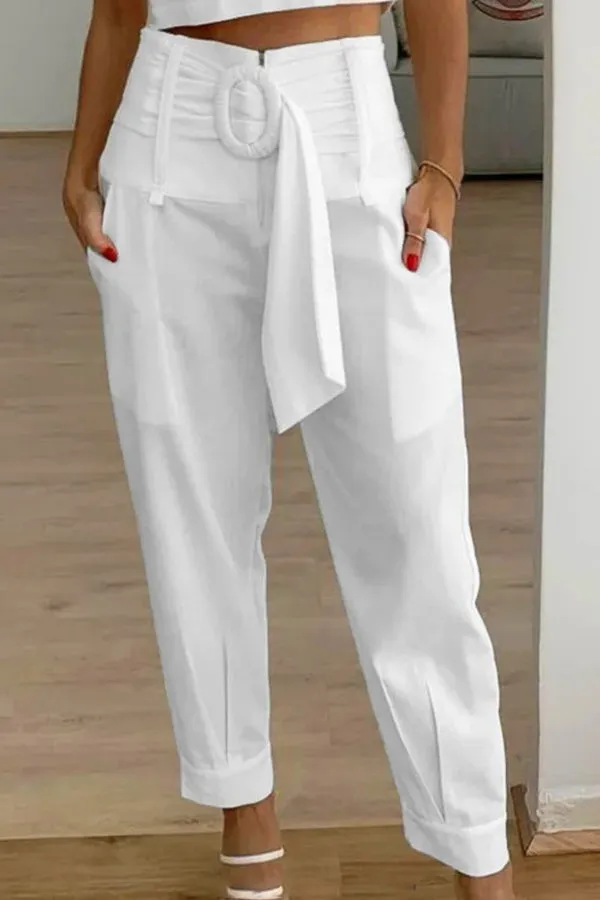 High waisted casual suit pants