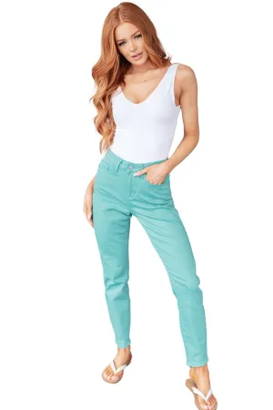 Judy Blue Bridgette High Rise Garment Dyed Slim Jeans in Aquamarine