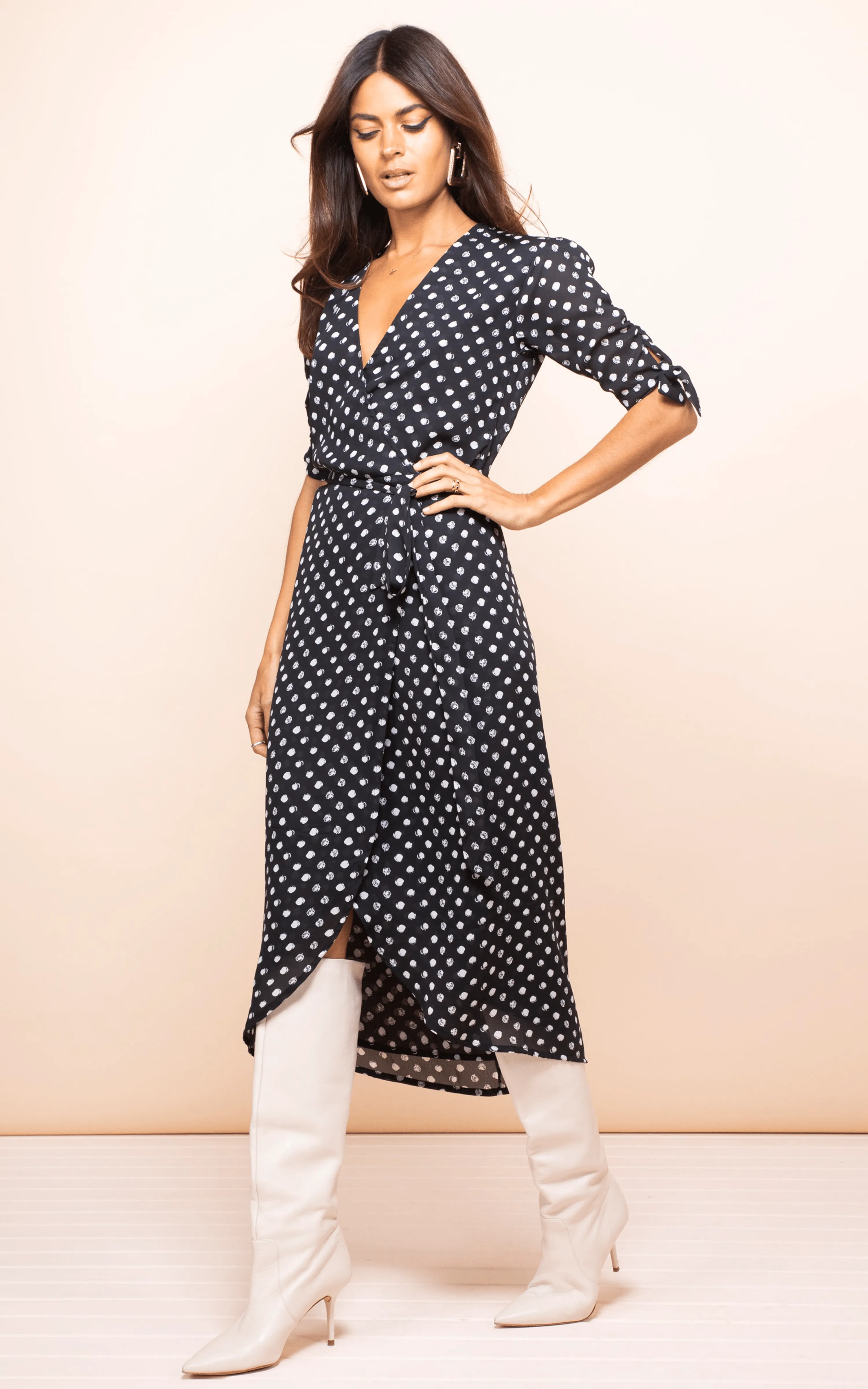 Olivera Midi Dress in Black Polka Dot