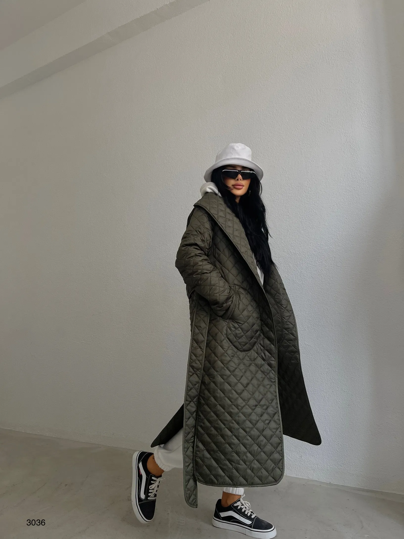 Quilted Pattern Trench Coat