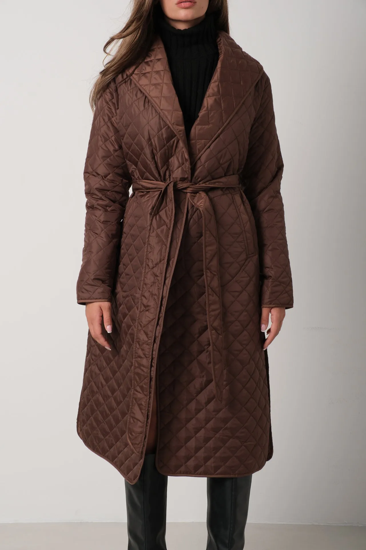 Quilted Pattern Trench Coat