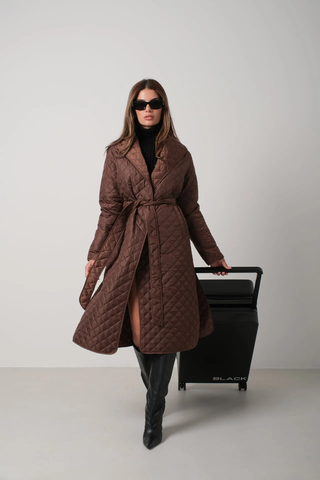 Quilted Pattern Trench Coat