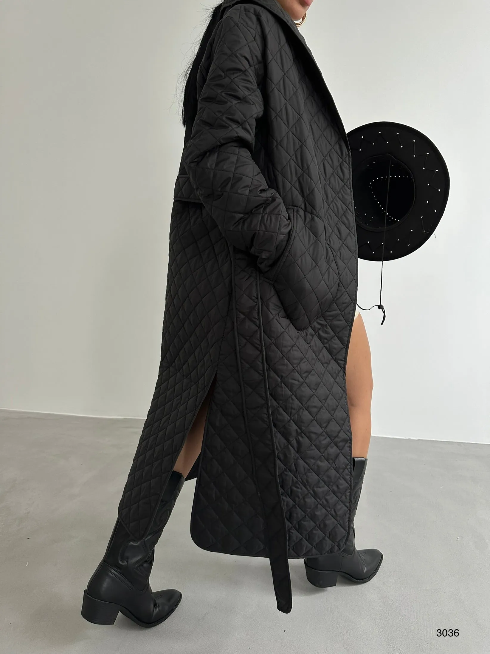 Quilted Pattern Trench Coat