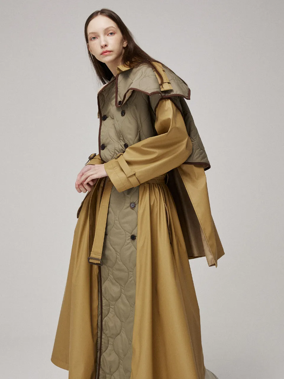 Quilting signature trench coat