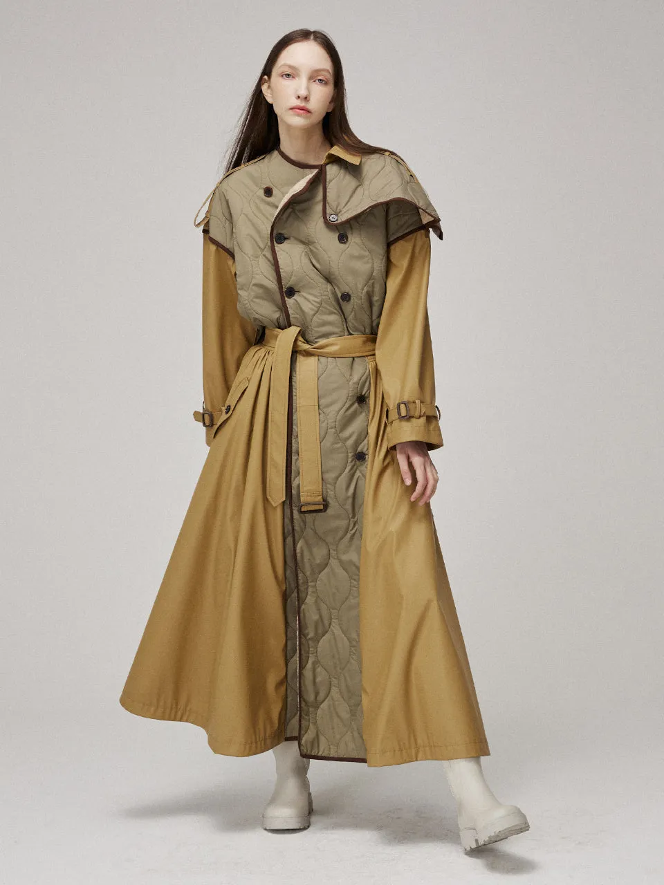 Quilting signature trench coat