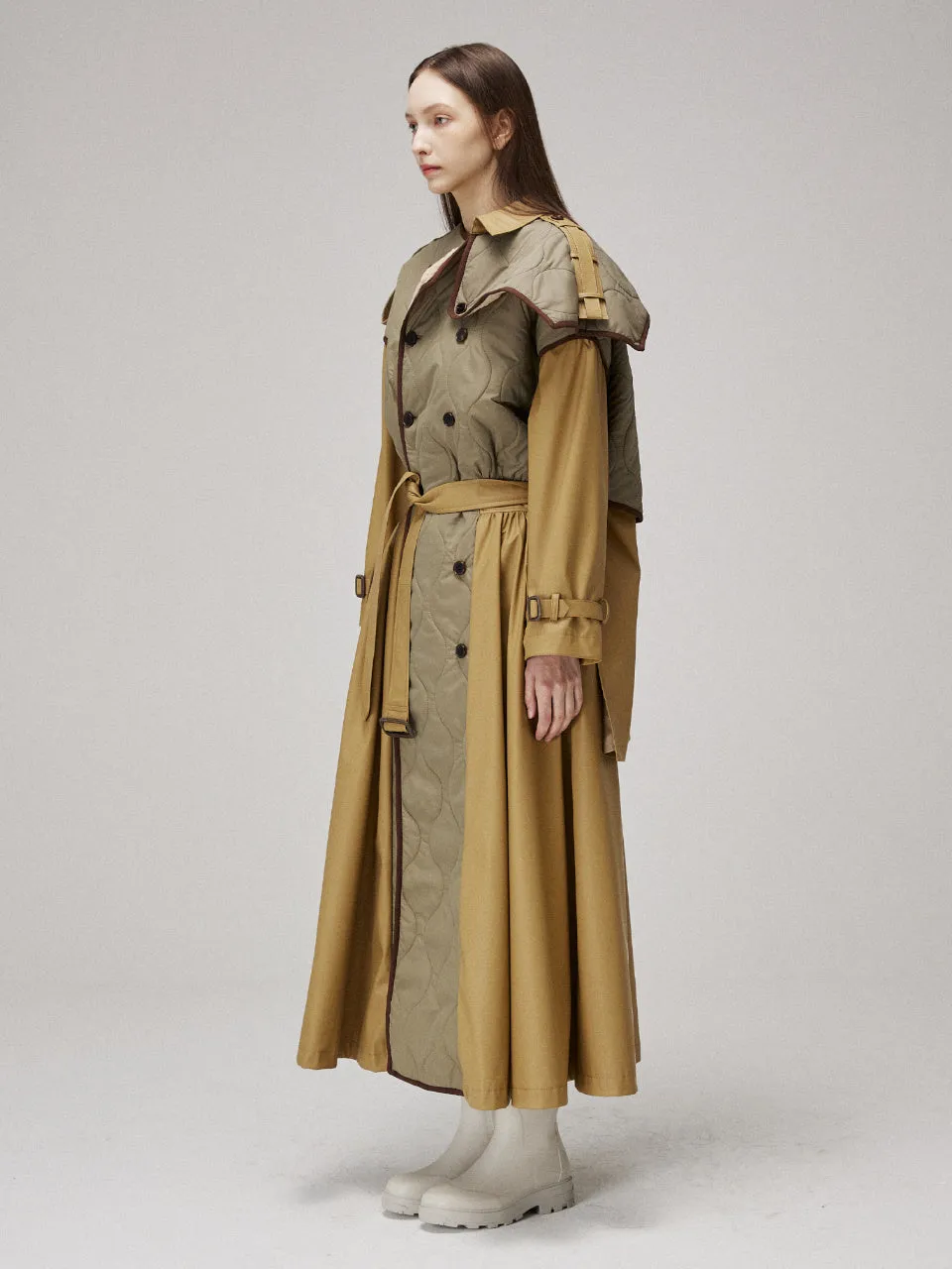 Quilting signature trench coat