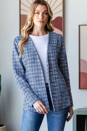 Royal Houndstooth Tweed Open Front Blazer (Online Exclusive)