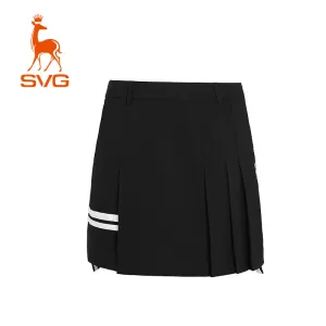 SVG Golf Black Stretch Pleated Quick-dry Skirt (Longer Version)