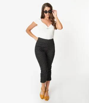 Unique Vintage Black & White Pin Dot Rachelle Capri Pants