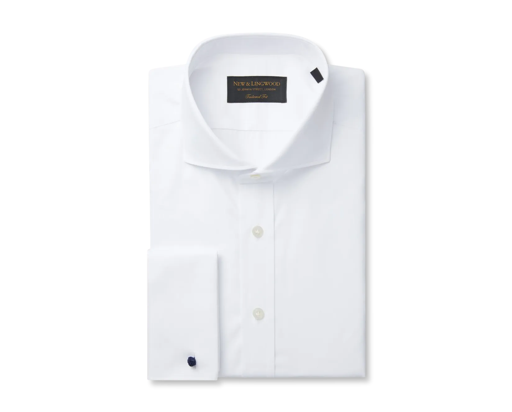 White Poplin Cutaway Collar Tailored Fit Double Cuff Shirt