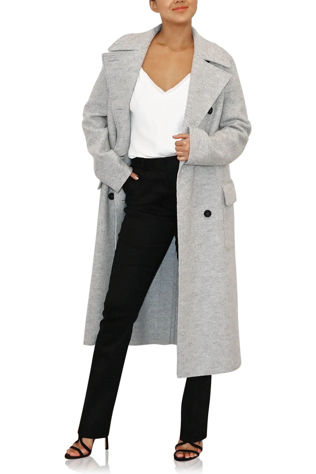 Women D.B Military Coat Boiled Wool - Ash