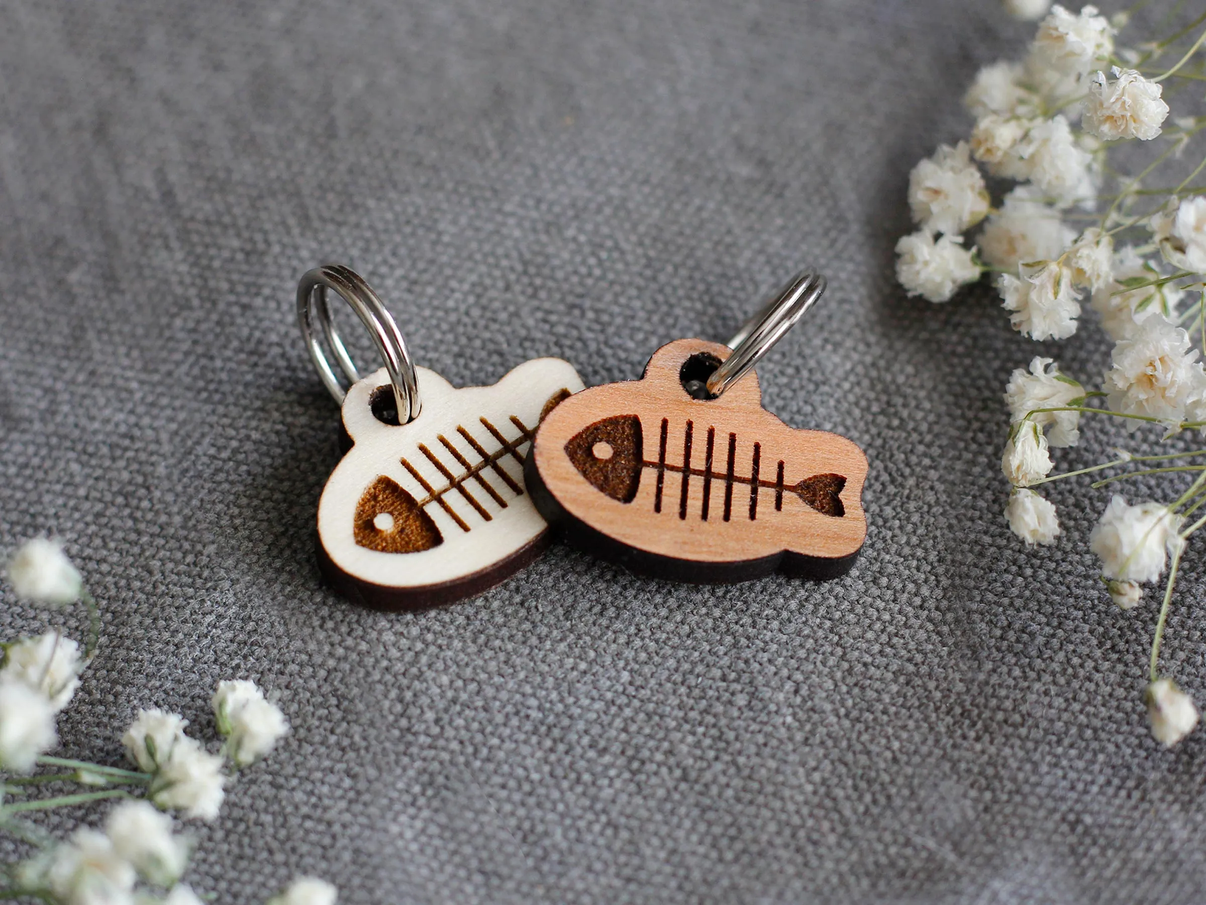 Wooden Fish Cat ID Tag