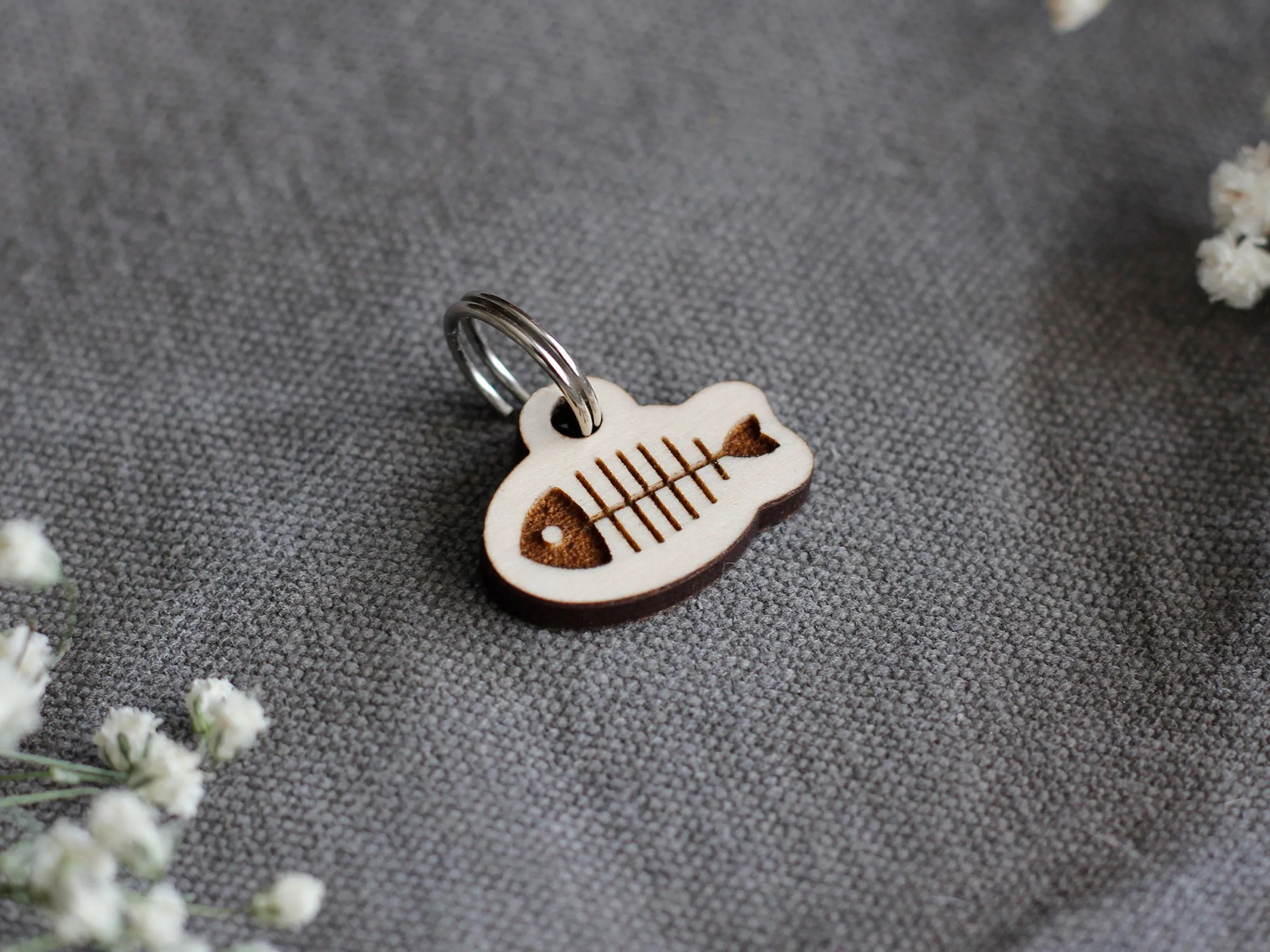 Wooden Fish Cat ID Tag